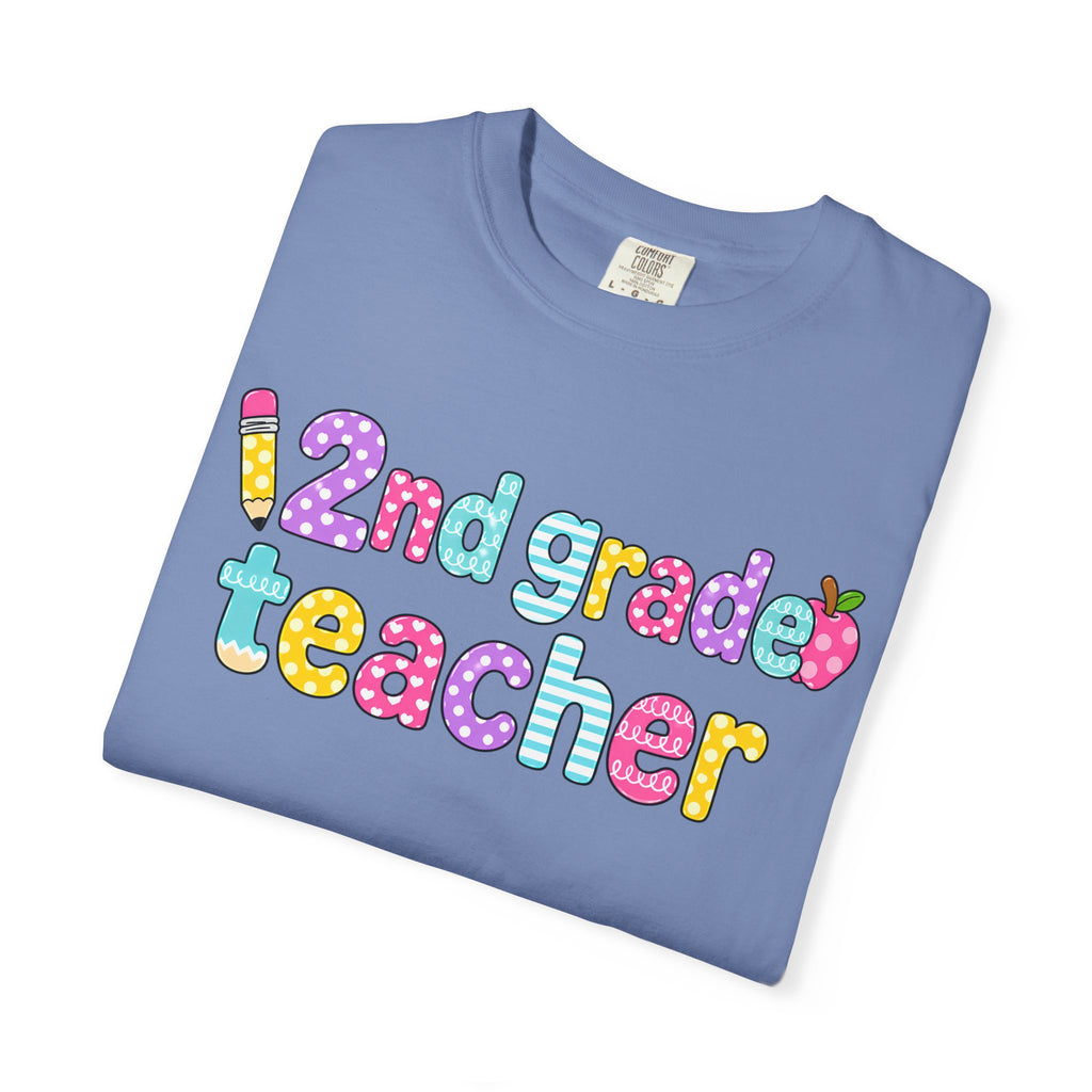 2nd grade Teacher T-Shirt — "Big Hearts Shape Little Minds" Colorful School Teacher Tee