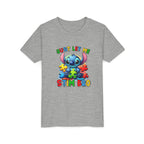 Youth Tee - 'Just Let Me Stim Bro' Cute Stitch Autism Puzzle Pieces