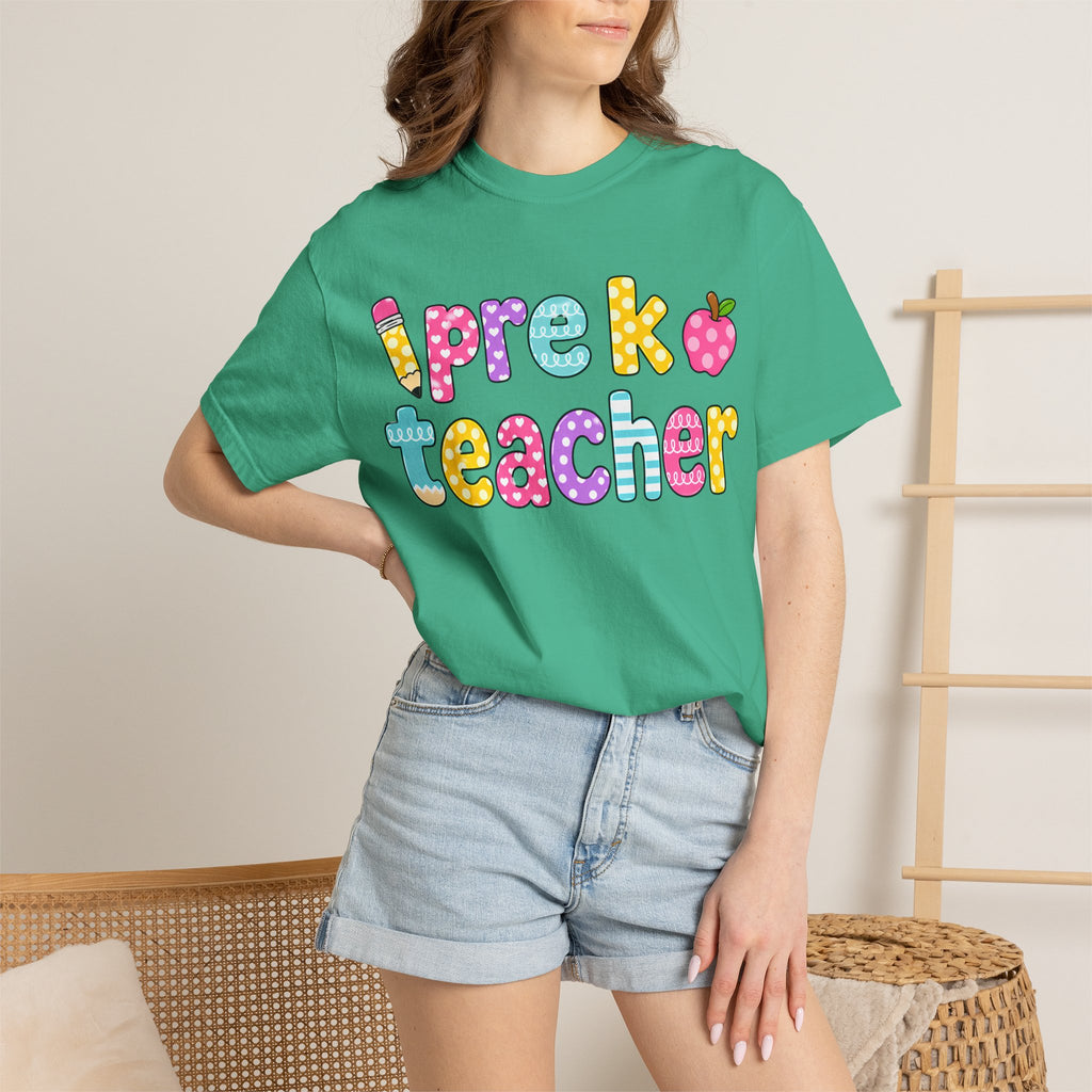 Pre k Teacher T-Shirt — "Big Hearts Shape Little Minds" Colorful School Teacher Tee