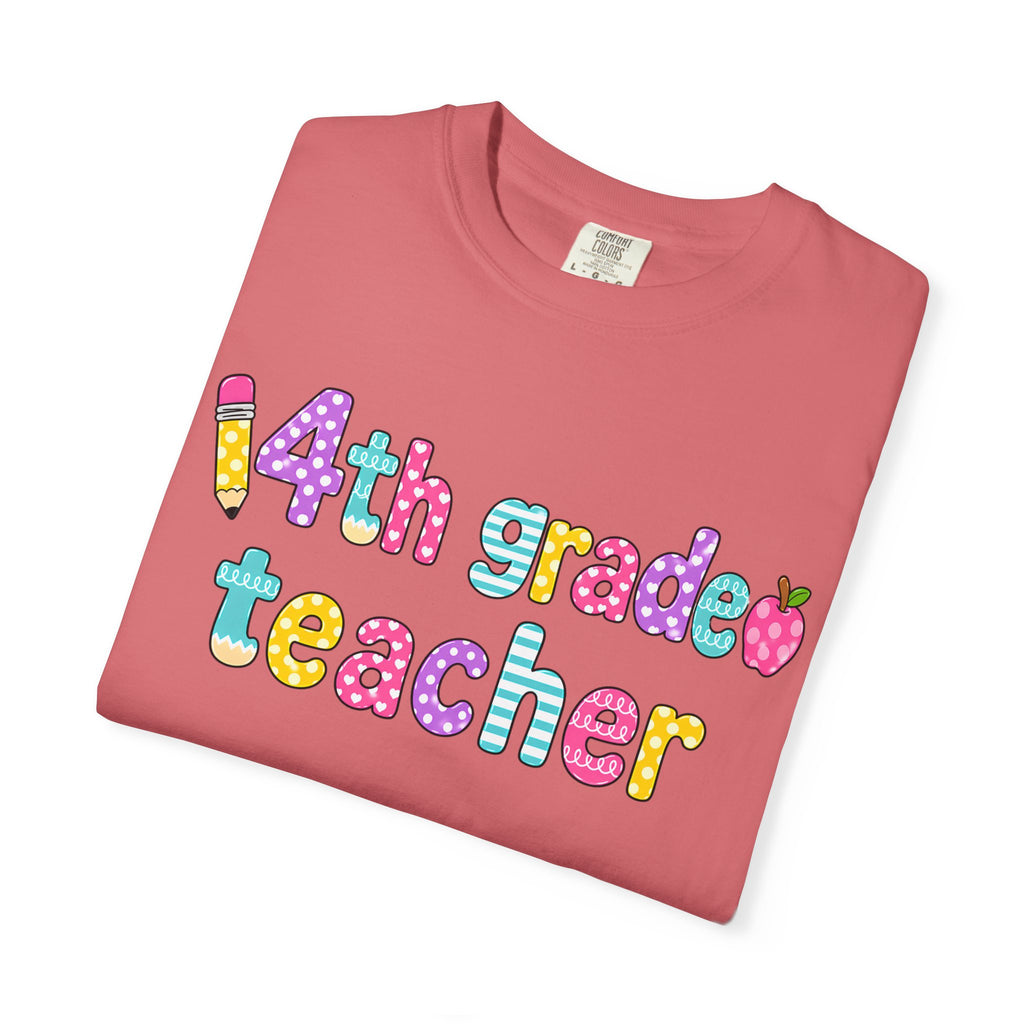 4nd grade Teacher T-Shirt — "Big Hearts Shape Little Minds" Colorful School Teacher Tee