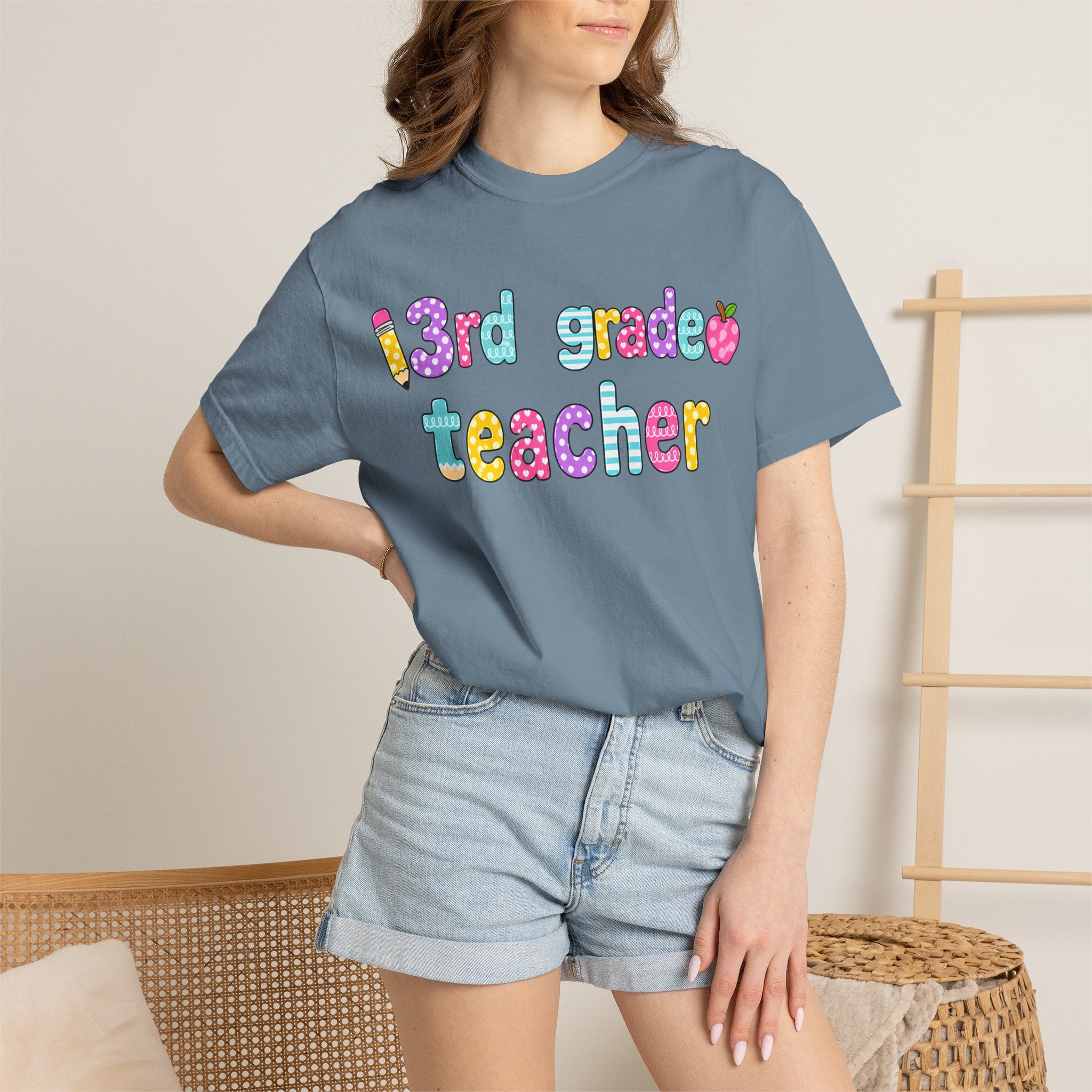 3rd Grade Teacher T-Shirt — "Big Hearts Shape Little Minds" Colorful School Teacher Tee