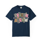 Broken Arrow Graphic T‑Shirt — Retro Patchwork Lettering Tee