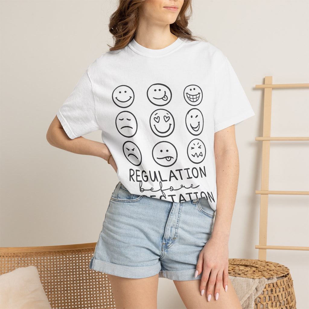 T-Shirt — "Regulation Before Expectation" Emotional Wellness Tee