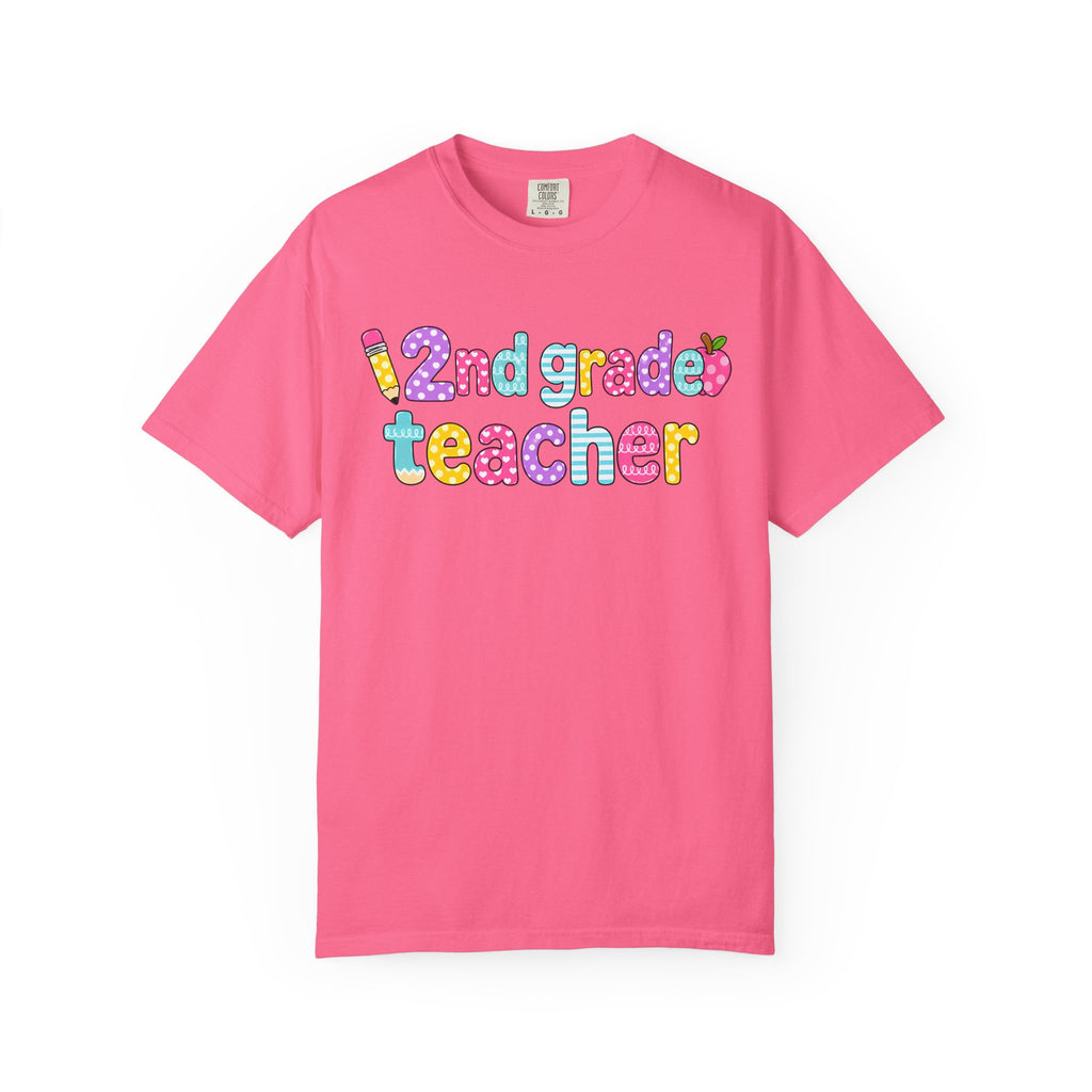 2nd grade Teacher T-Shirt — "Big Hearts Shape Little Minds" Colorful School Teacher Tee