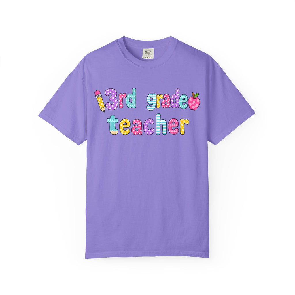 3rd Grade Teacher T-Shirt — "Big Hearts Shape Little Minds" Colorful School Teacher Tee
