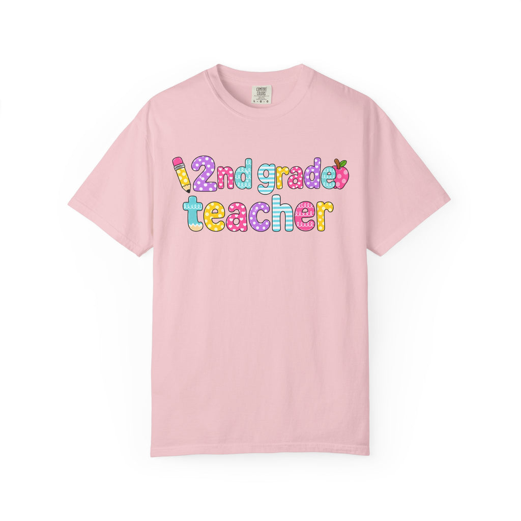 2nd grade Teacher T-Shirt — "Big Hearts Shape Little Minds" Colorful School Teacher Tee