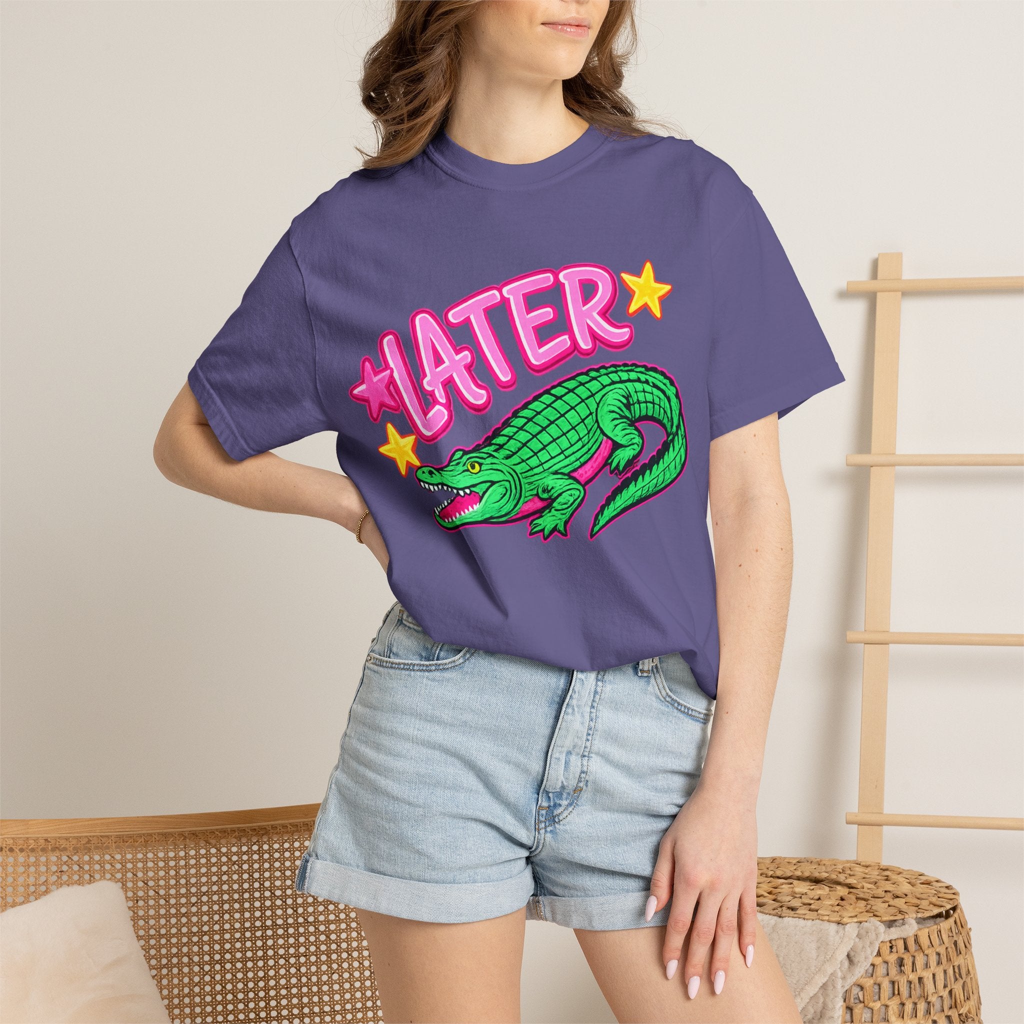Later, After While Crocodile T-Shirt — Retro Neon Alligator Graphic Tee