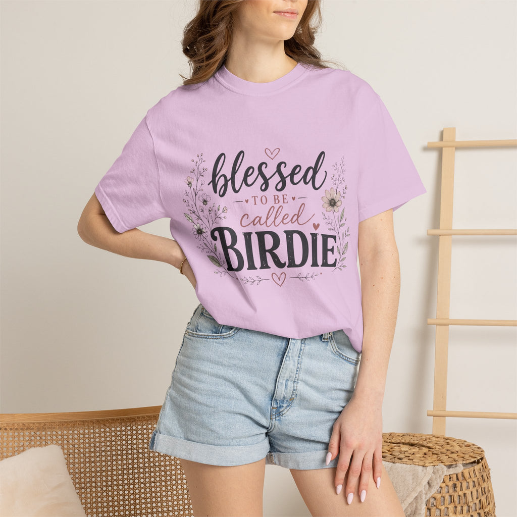Blessed to Be Called Birdie T-Shirt — Floral Grandmother Gift