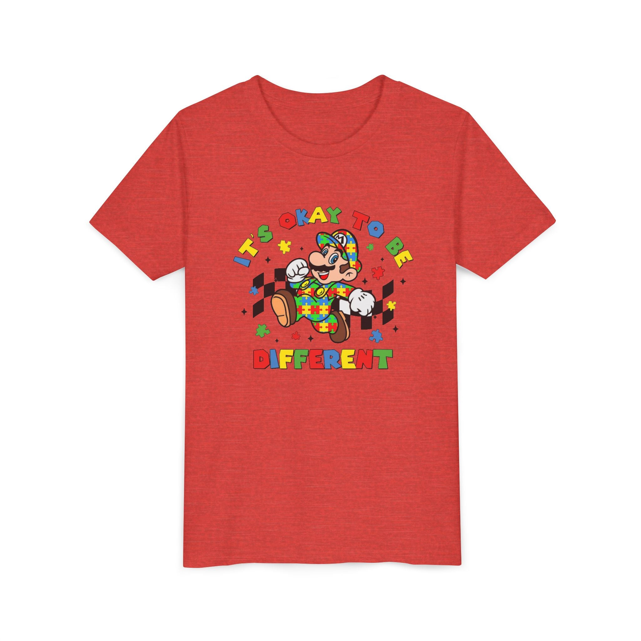 Youth Tee - "It's Okay To Be Different" Rainbow Skate Character Kids T-Shirt