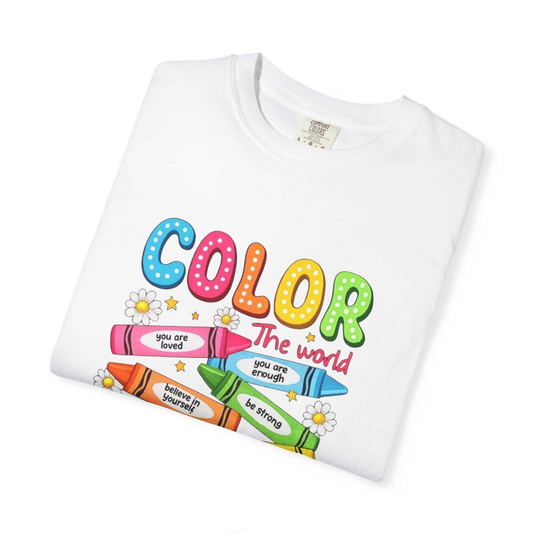 Kindness Crayons T-Shirt — "Color the World with Kindness" Kids Graphic Tee