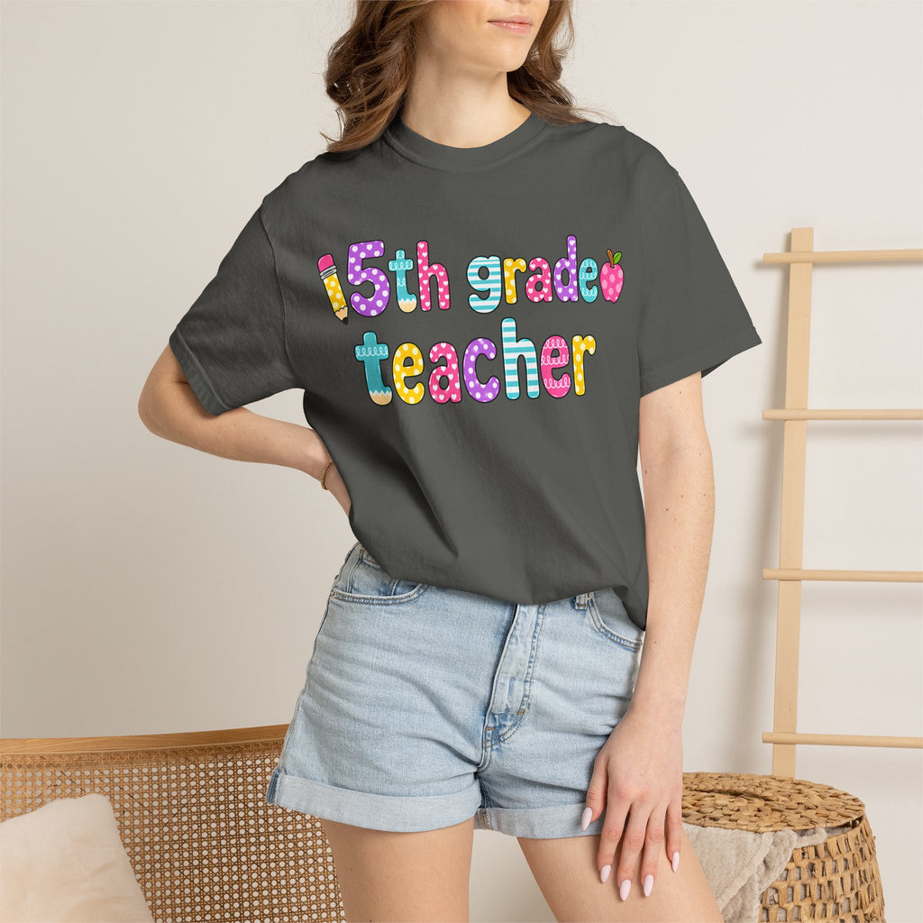 5rd Grade Teacher T-Shirt — "Big Hearts Shape Little Minds" Colorful School Teacher Tee