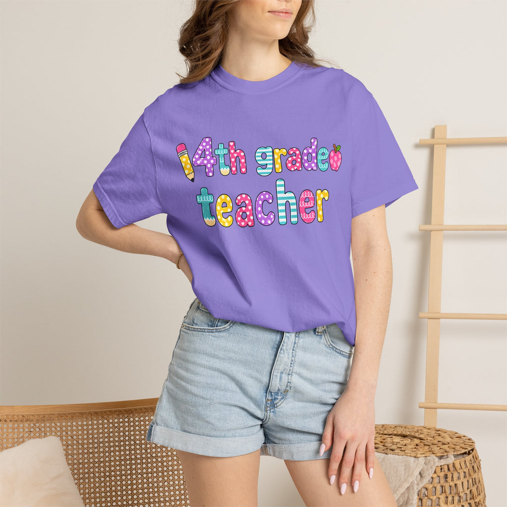 4nd grade Teacher T-Shirt — "Big Hearts Shape Little Minds" Colorful School Teacher Tee