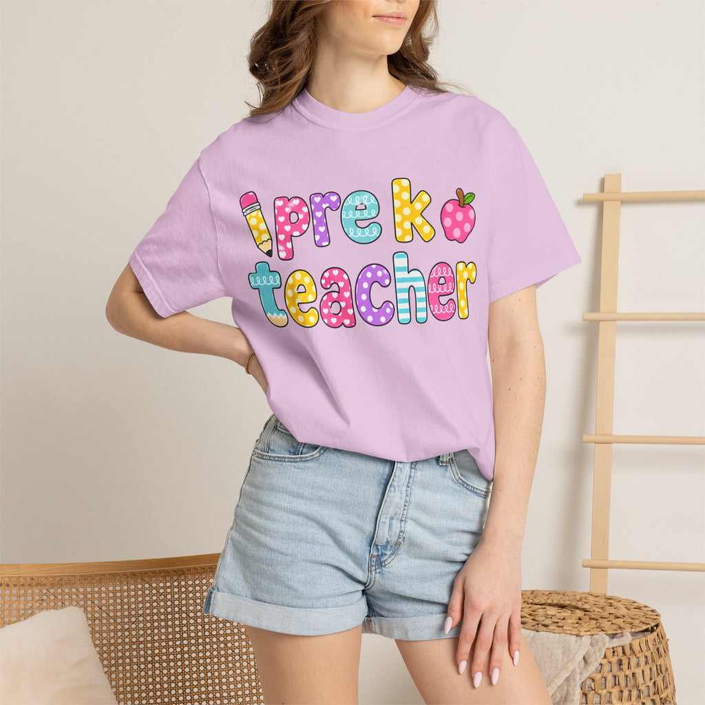 Pre k Teacher T-Shirt — "Big Hearts Shape Little Minds" Colorful School Teacher Tee