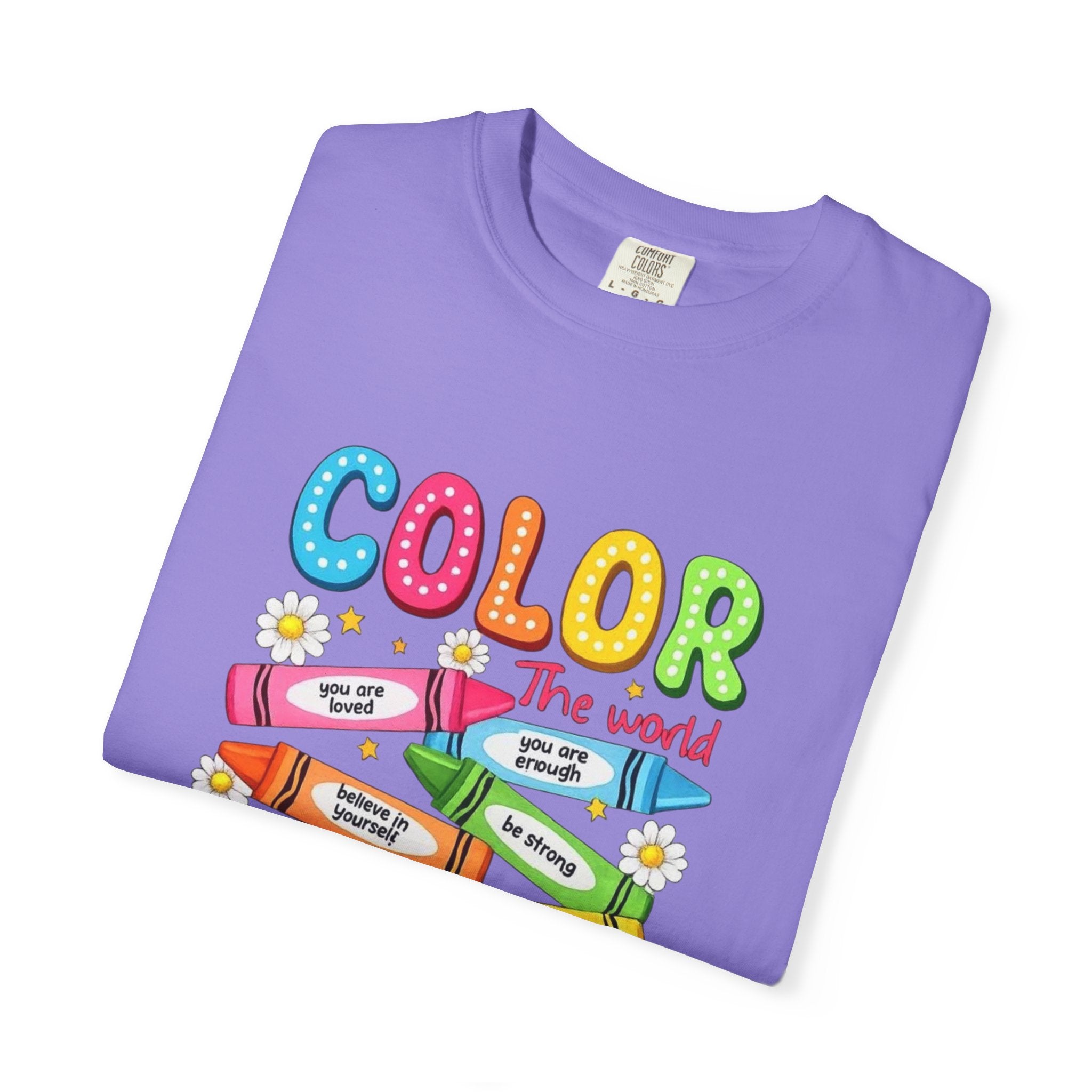 Kindness Crayons T-Shirt — "Color the World with Kindness" Kids Graphic Tee