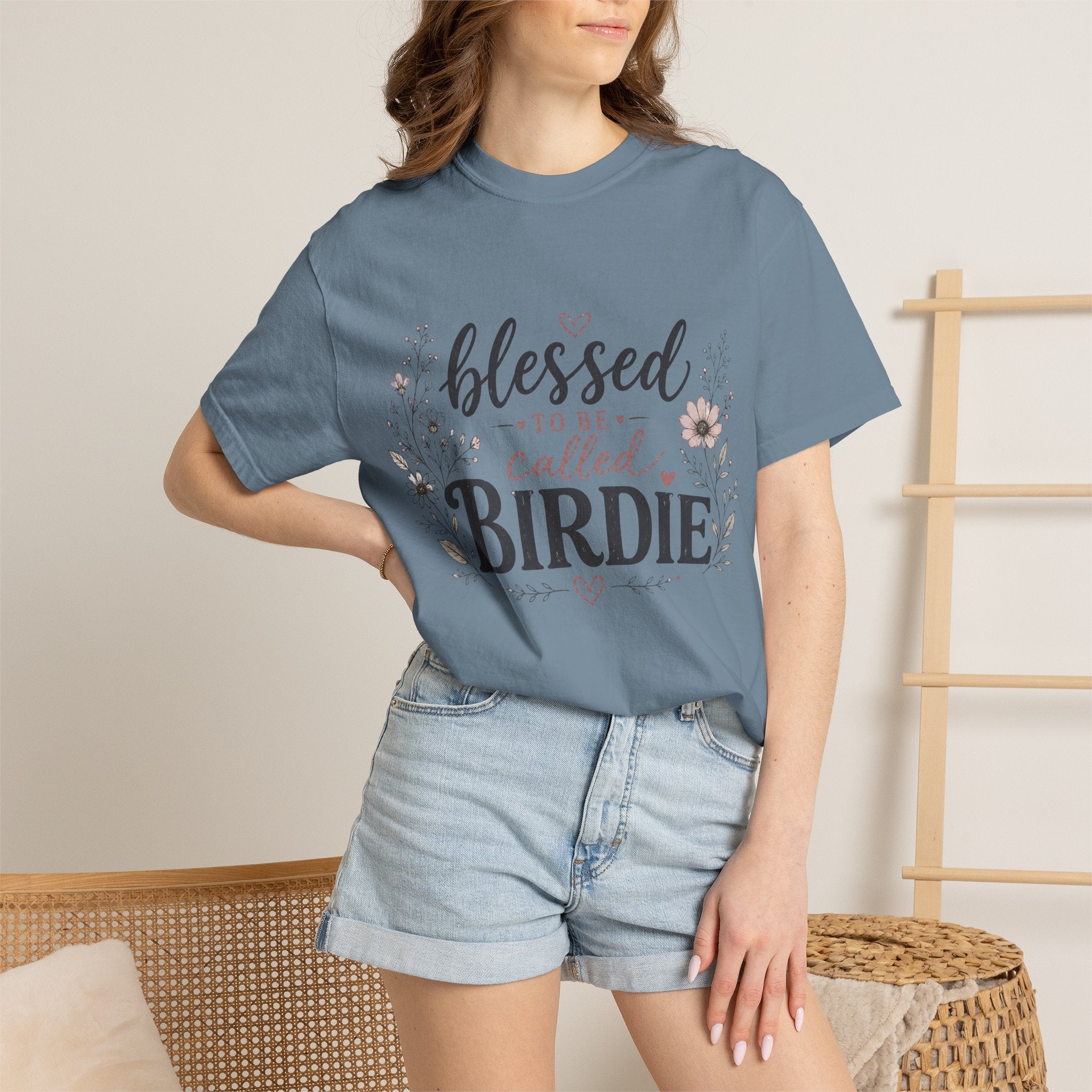 Blessed to Be Called Birdie T-Shirt — Floral Grandmother Gift