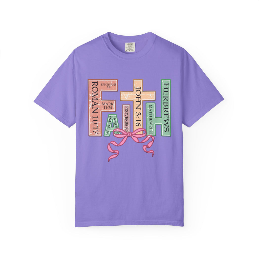 Christian Crosses Scripture Tee — John 3:16, Romans 10:17, Hebrews — Faith Graphic T-Shirt