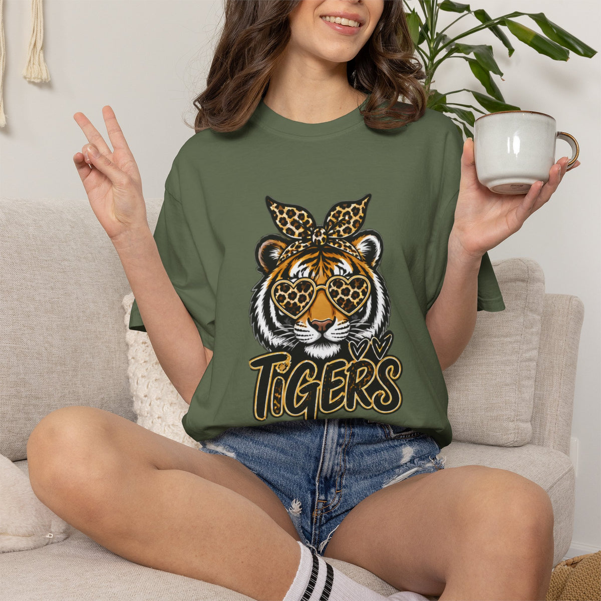 Tigers Leopard-Print Tiger Graphic Tee