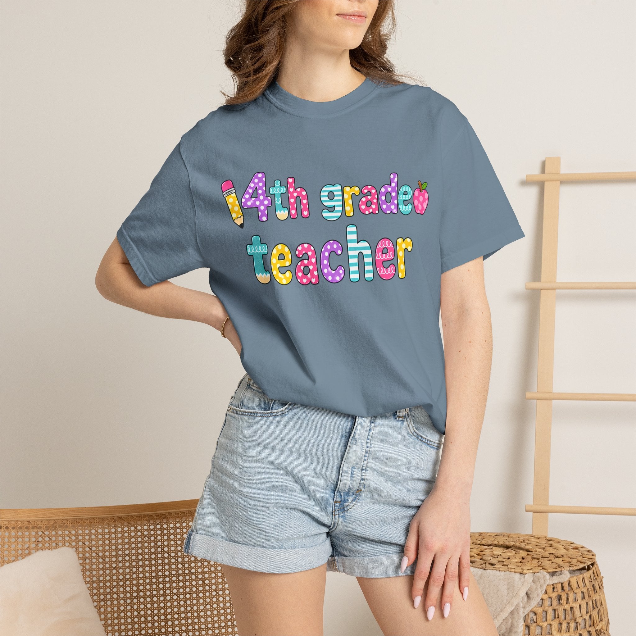 4nd grade Teacher T-Shirt — "Big Hearts Shape Little Minds" Colorful School Teacher Tee