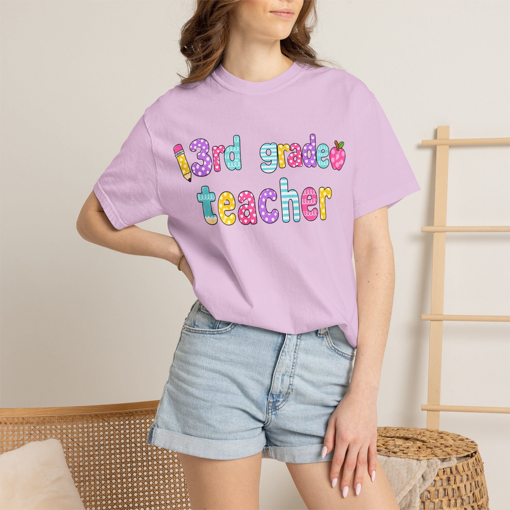 3rd Grade Teacher T-Shirt — "Big Hearts Shape Little Minds" Colorful School Teacher Tee