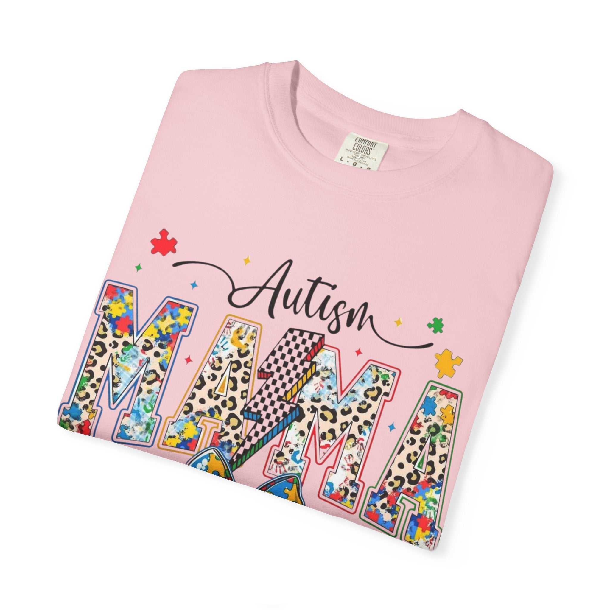 Autism Mama T-Shirt — Colorful Puzzle Ribbon Mom Tee