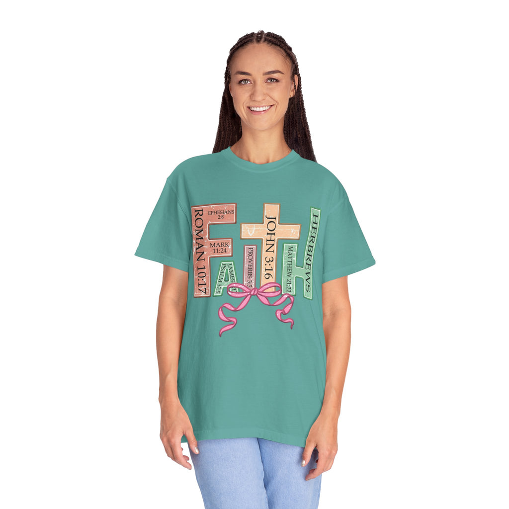 Christian Crosses Scripture Tee — John 3:16, Romans 10:17, Hebrews — Faith Graphic T-Shirt