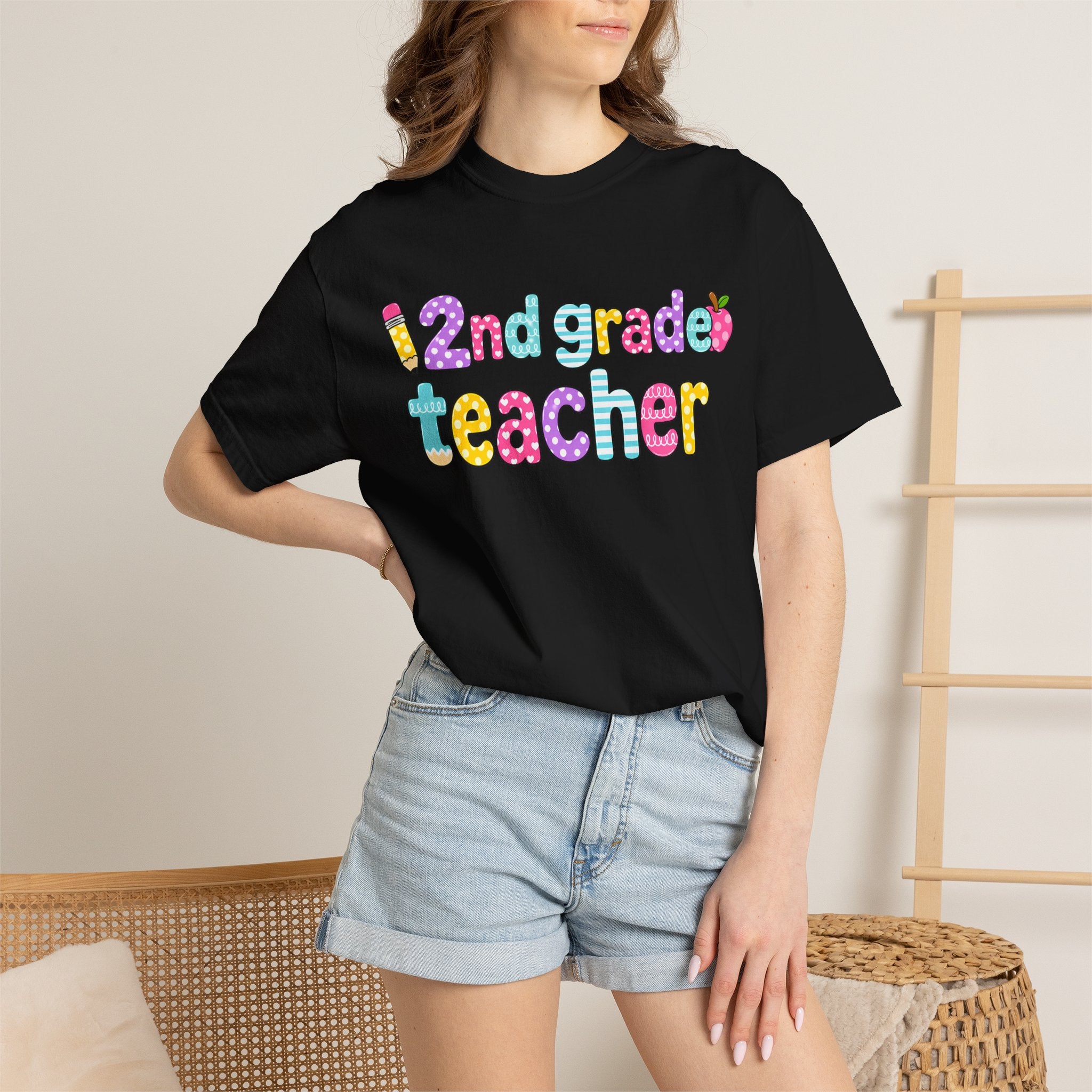 2nd grade Teacher T-Shirt — "Big Hearts Shape Little Minds" Colorful School Teacher Tee