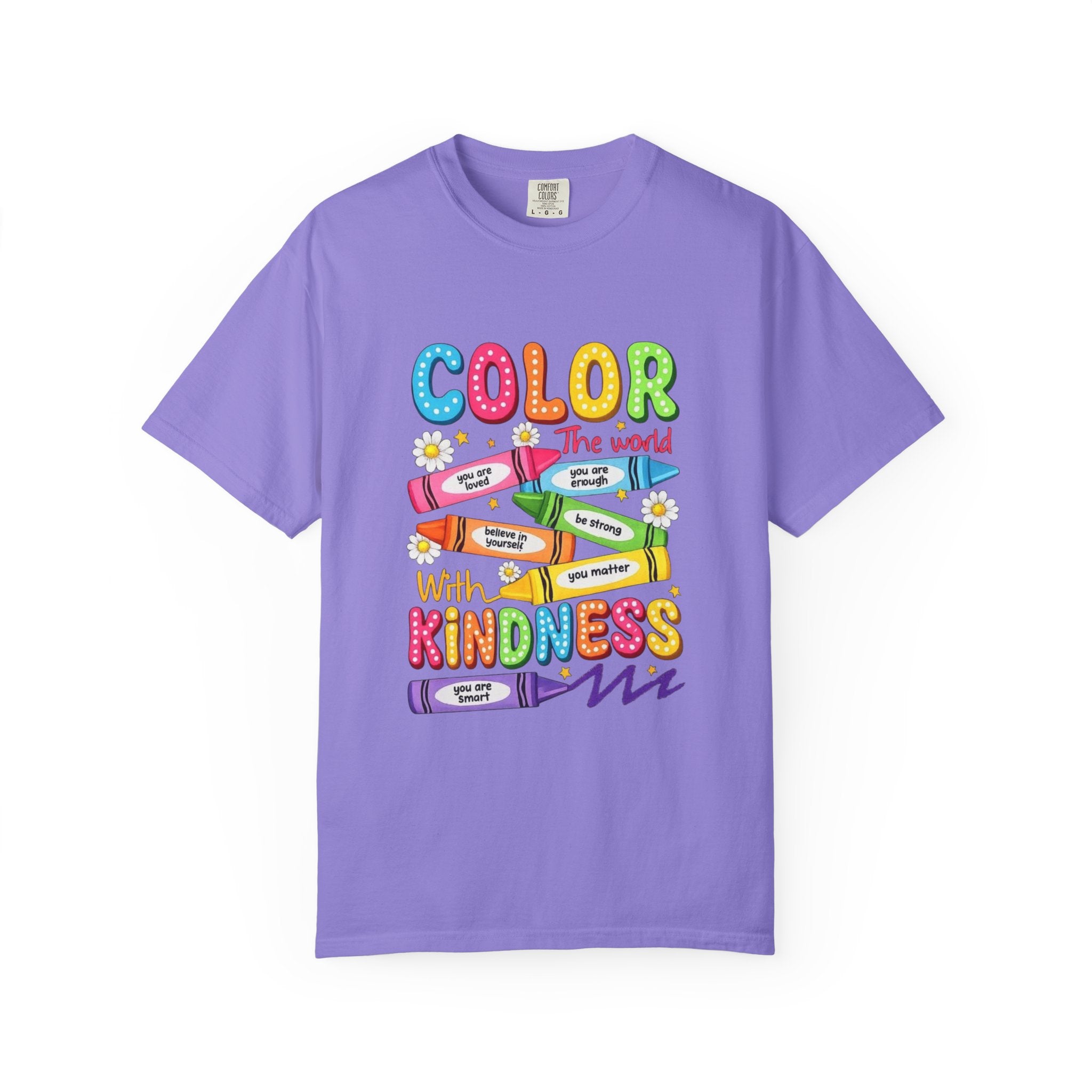 Kindness Crayons T-Shirt — "Color the World with Kindness" Kids Graphic Tee