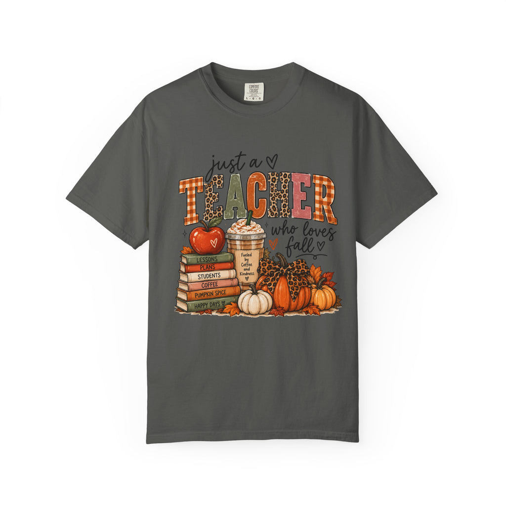 Fall Teacher T-Shirt - "Just a Teacher Who Loves Fall" Autumn Classroom Tee