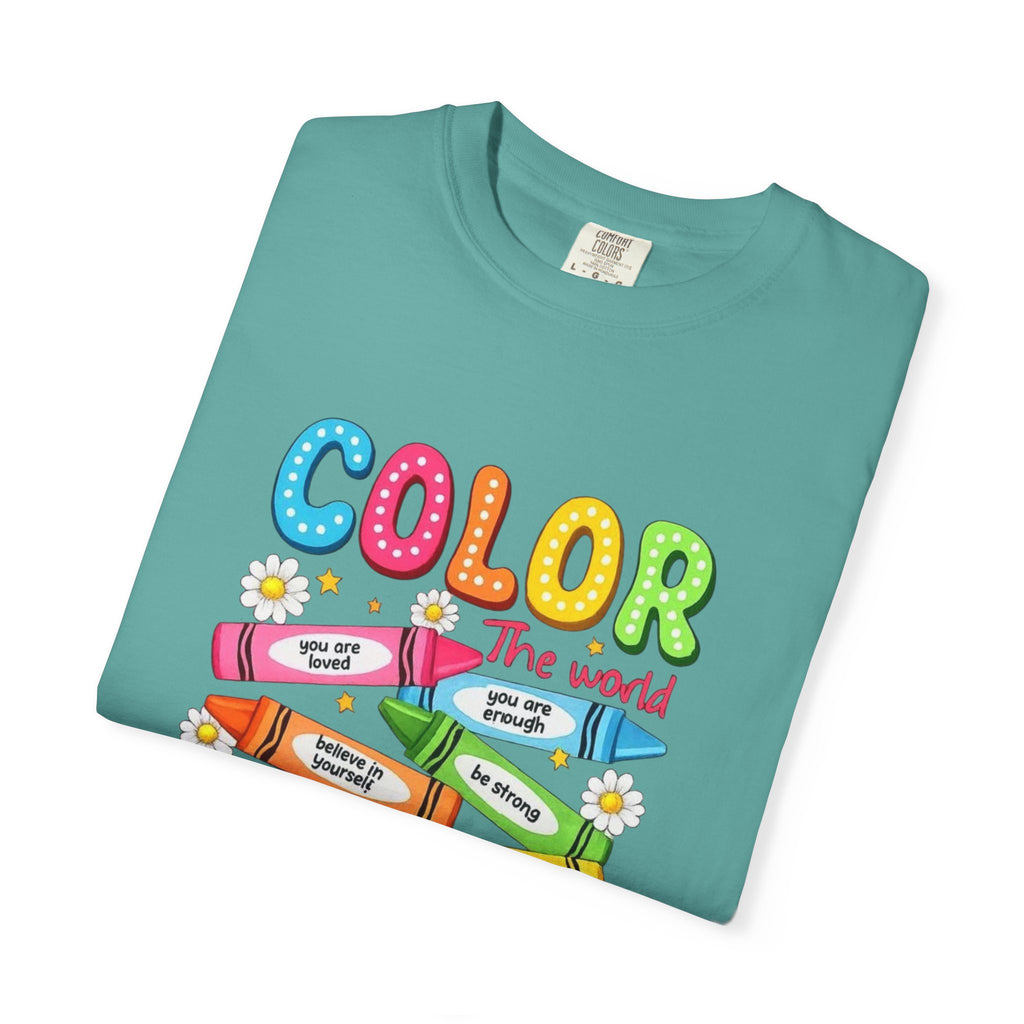 Kindness Crayons T-Shirt — "Color the World with Kindness" Kids Graphic Tee