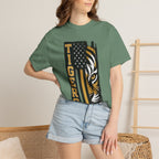 Tigers Flag T‑Shirt — Tiger Face with American Flag Stripe Graphic