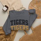 Tigers Repeat Crewneck Sweatshirt — Leopard Accent School Spirit Tee