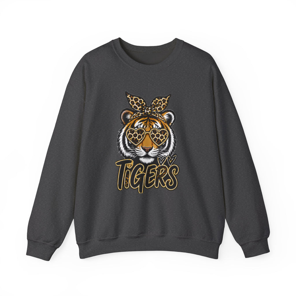 Tiger Mascot Crewneck Sweatshirt — Leopard Bandana Tiger Graphic