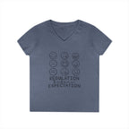 Emotion Faces V-Neck T-Shirt — "Regulation Not Expectation" Mental Health Tee