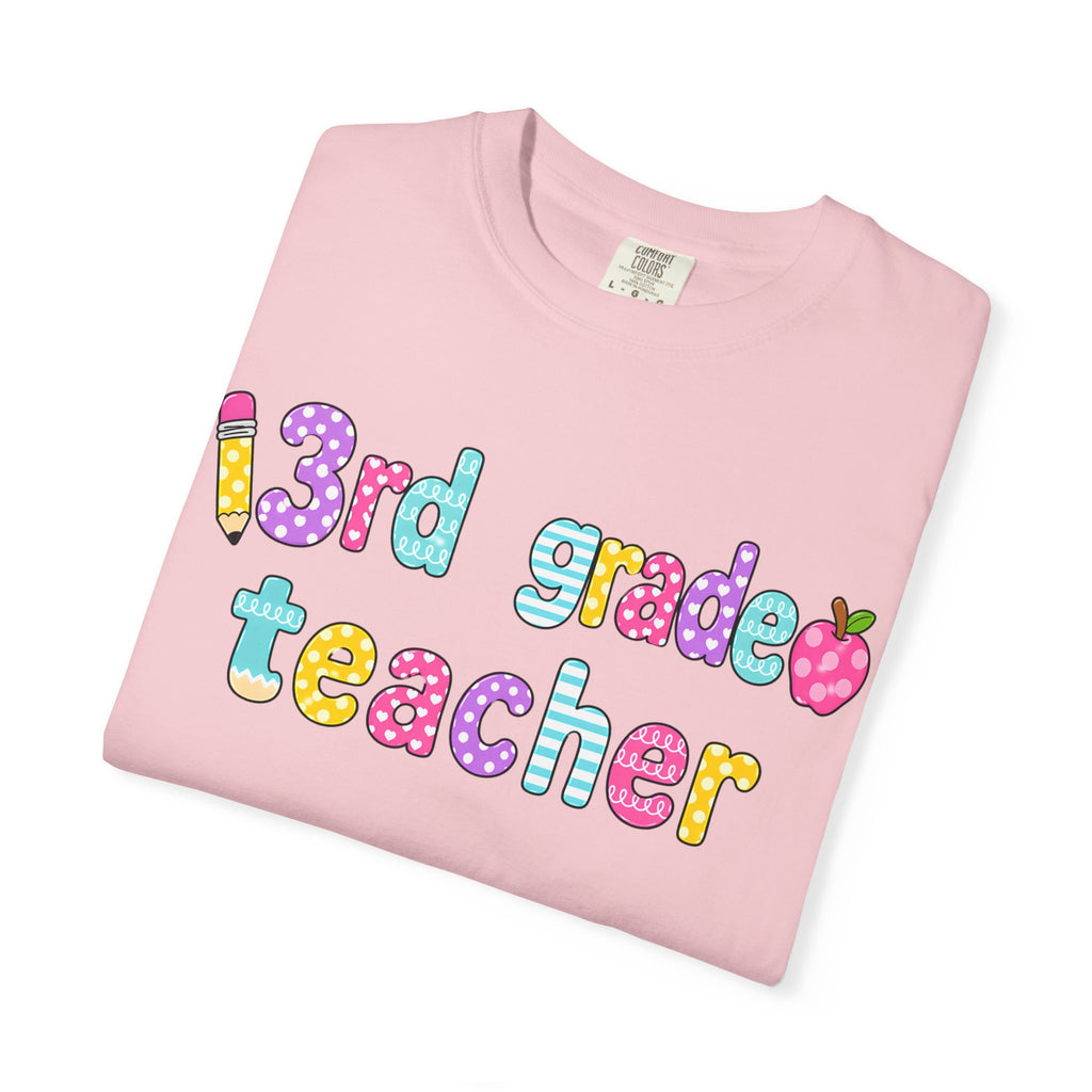 3rd Grade Teacher T-Shirt — "Big Hearts Shape Little Minds" Colorful School Teacher Tee