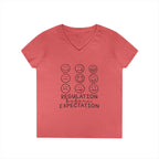 Emotion Faces V-Neck T-Shirt — "Regulation Not Expectation" Mental Health Tee