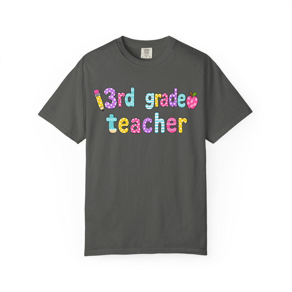 3rd Grade Teacher T-Shirt — "Big Hearts Shape Little Minds" Colorful School Teacher Tee