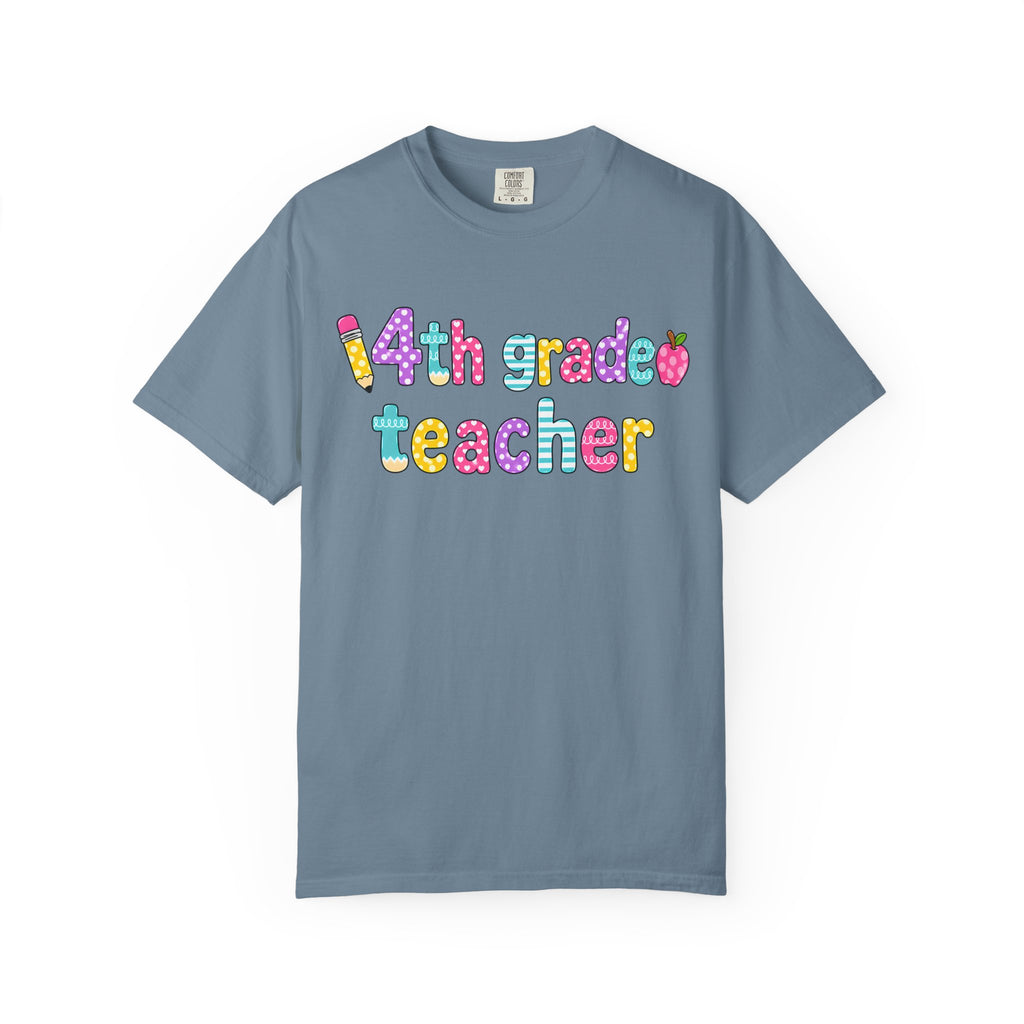 4nd grade Teacher T-Shirt — "Big Hearts Shape Little Minds" Colorful School Teacher Tee