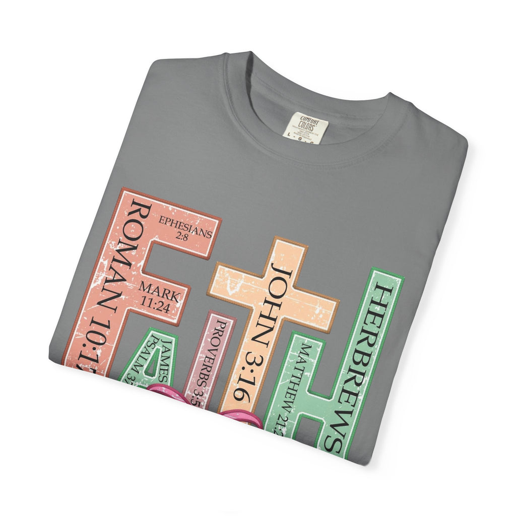Christian Crosses Scripture Tee — John 3:16, Romans 10:17, Hebrews — Faith Graphic T-Shirt