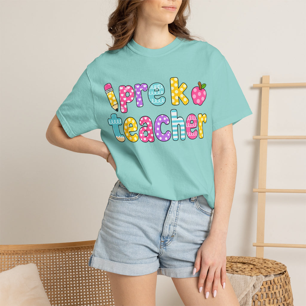 Pre k Teacher T-Shirt — "Big Hearts Shape Little Minds" Colorful School Teacher Tee