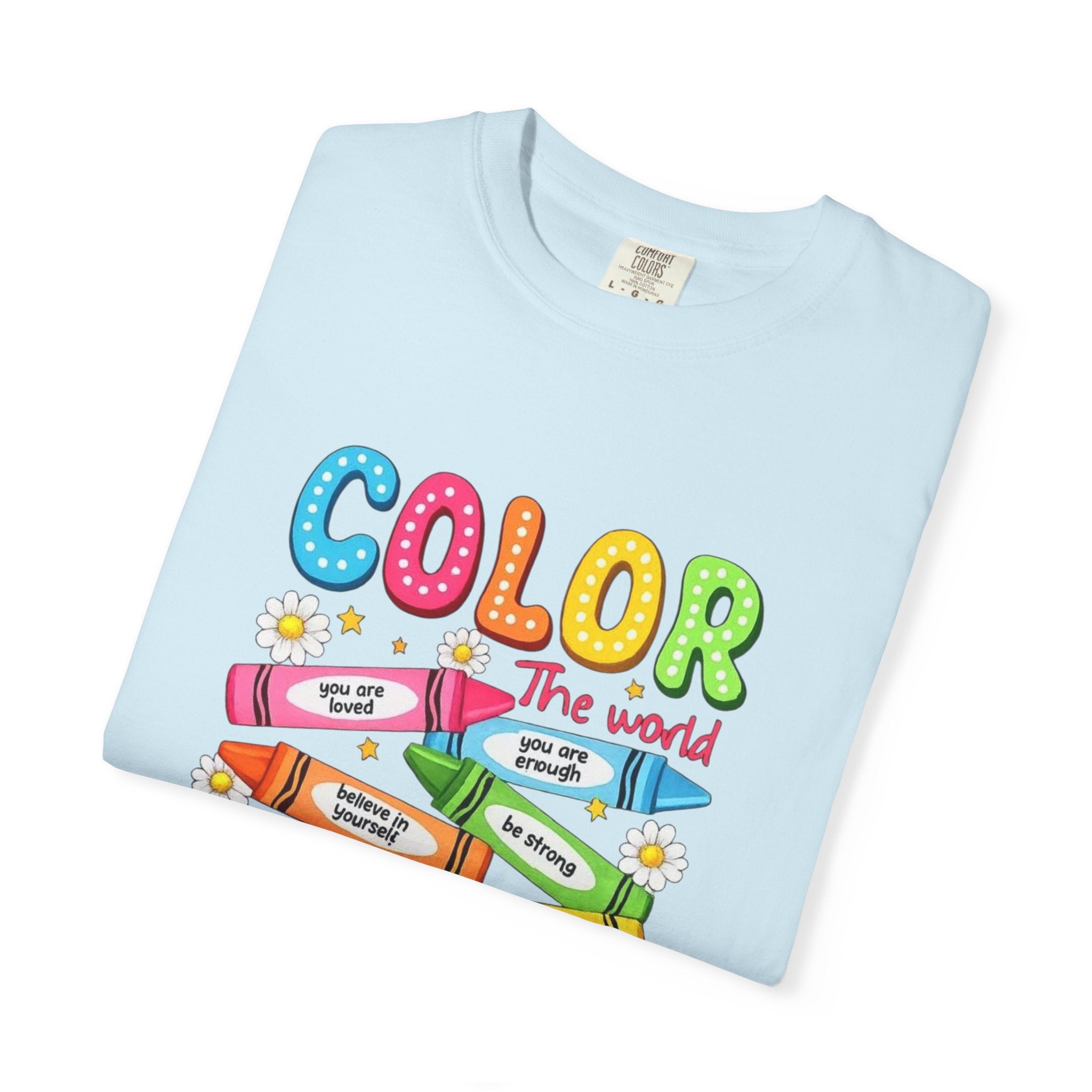 Kindness Crayons T-Shirt — "Color the World with Kindness" Kids Graphic Tee