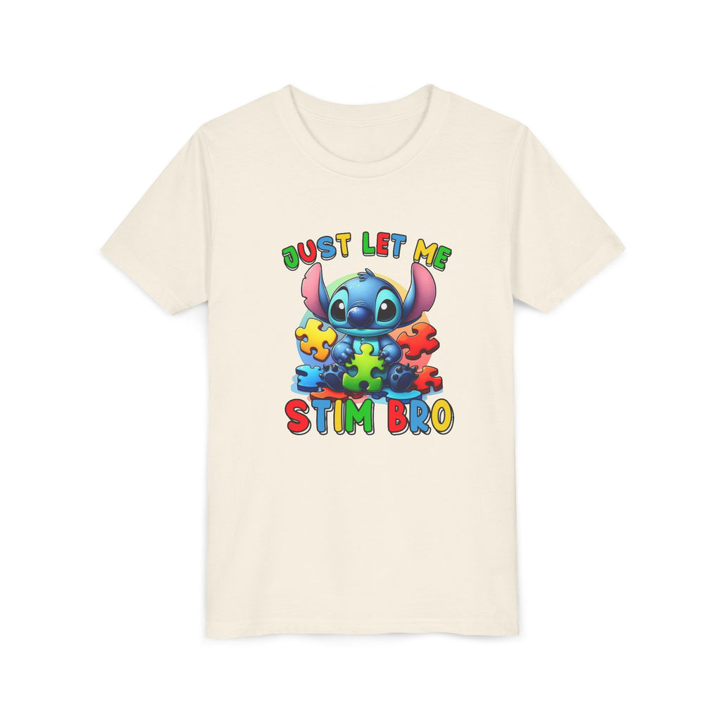 Youth Tee - 'Just Let Me Stim Bro' Cute Stitch Autism Puzzle Pieces