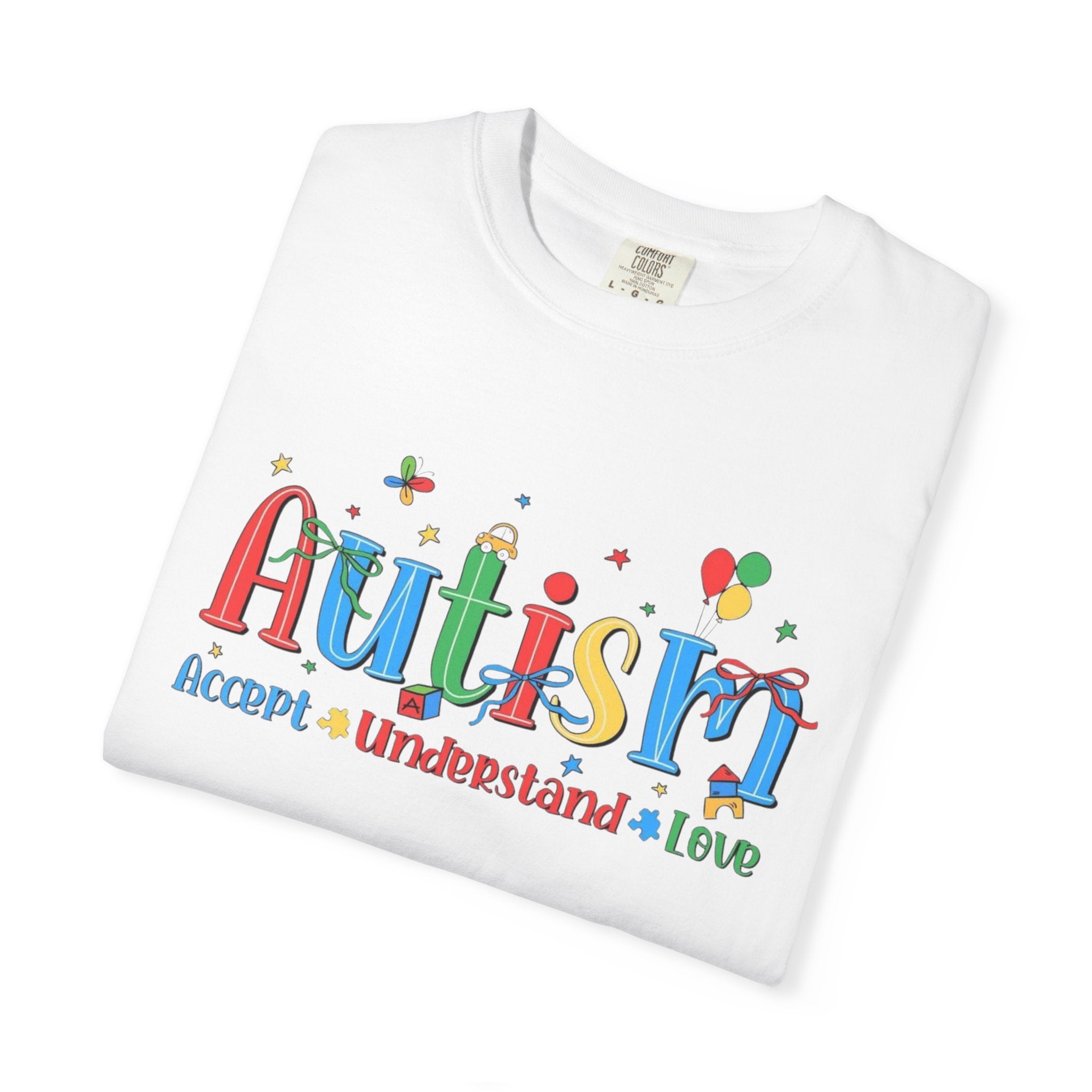 Autism Awareness T-Shirt — "Accept • Understand • Love" Colorful Puzzle Design