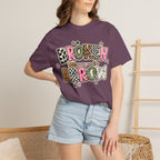 Broken Arrow Graphic T‑Shirt — Retro Patchwork Lettering Tee