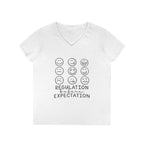 Emotion Faces V-Neck T-Shirt — "Regulation Not Expectation" Mental Health Tee