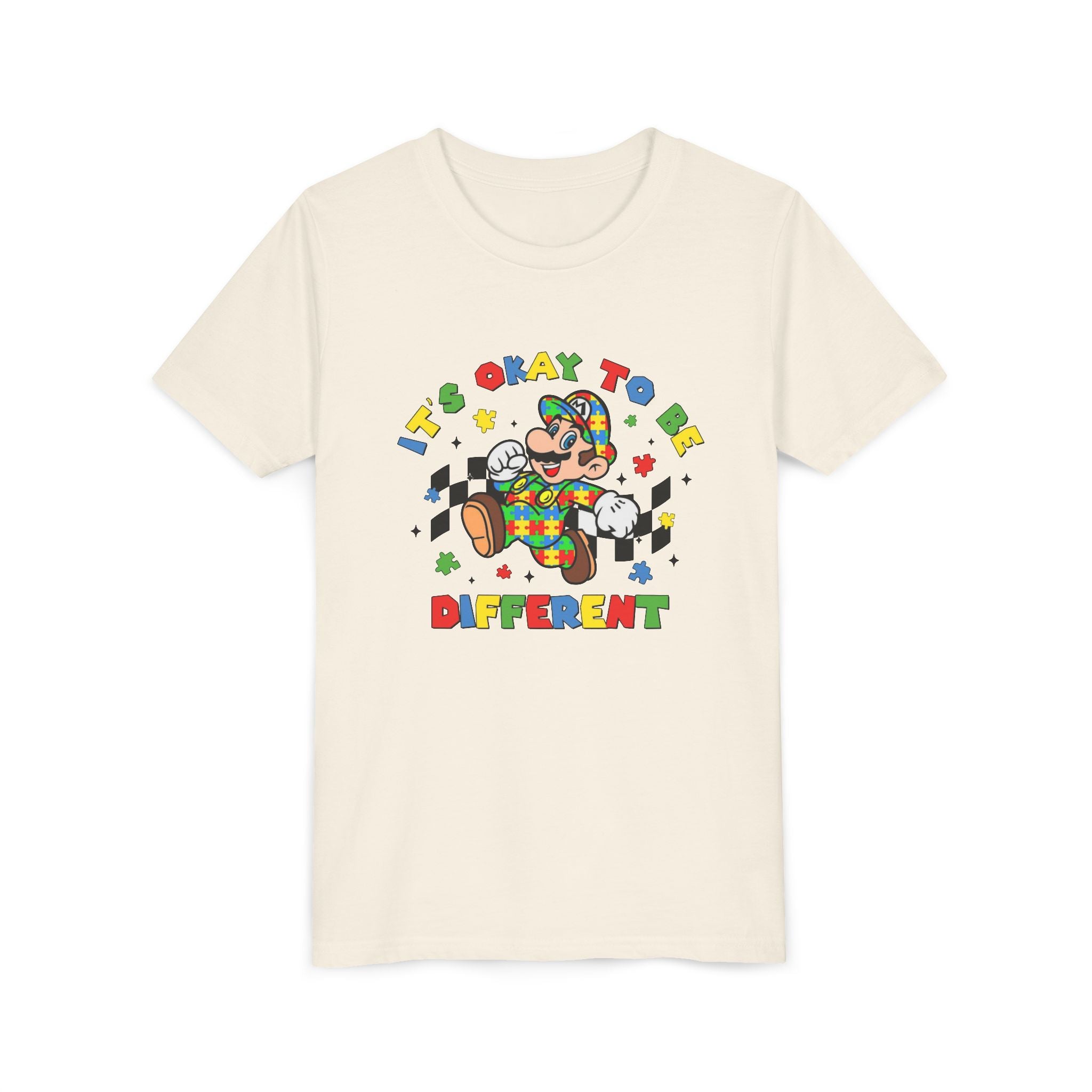 Youth Tee - "It's Okay To Be Different" Rainbow Skate Character Kids T-Shirt