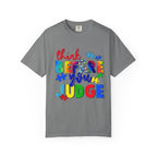 Think Before You Judge T-Shirt — Colorful Puzzle Autism Awareness Tee