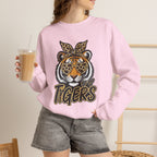 Tiger Mascot Crewneck Sweatshirt — Leopard Bandana Tiger Graphic