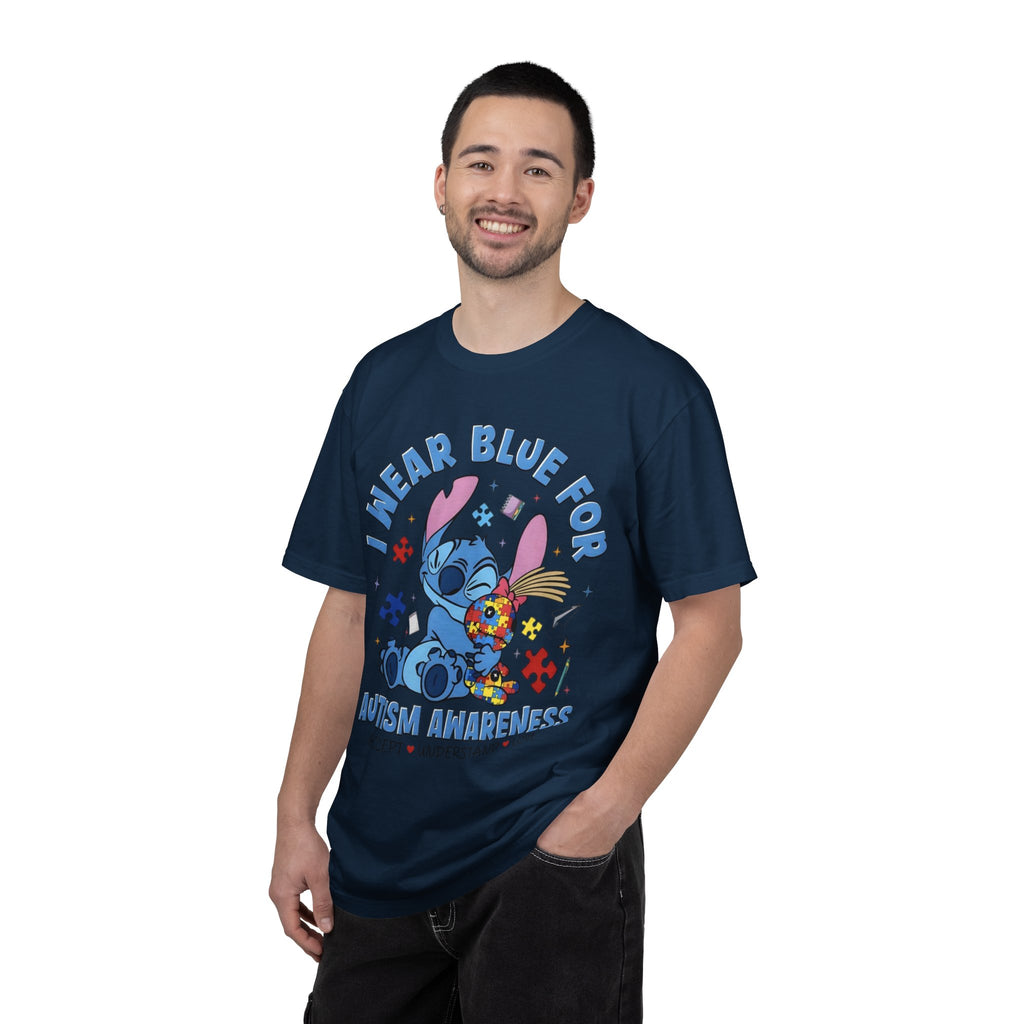 Autism Awareness T-Shirt — “I Wear Blue For” Cute Stitch Design