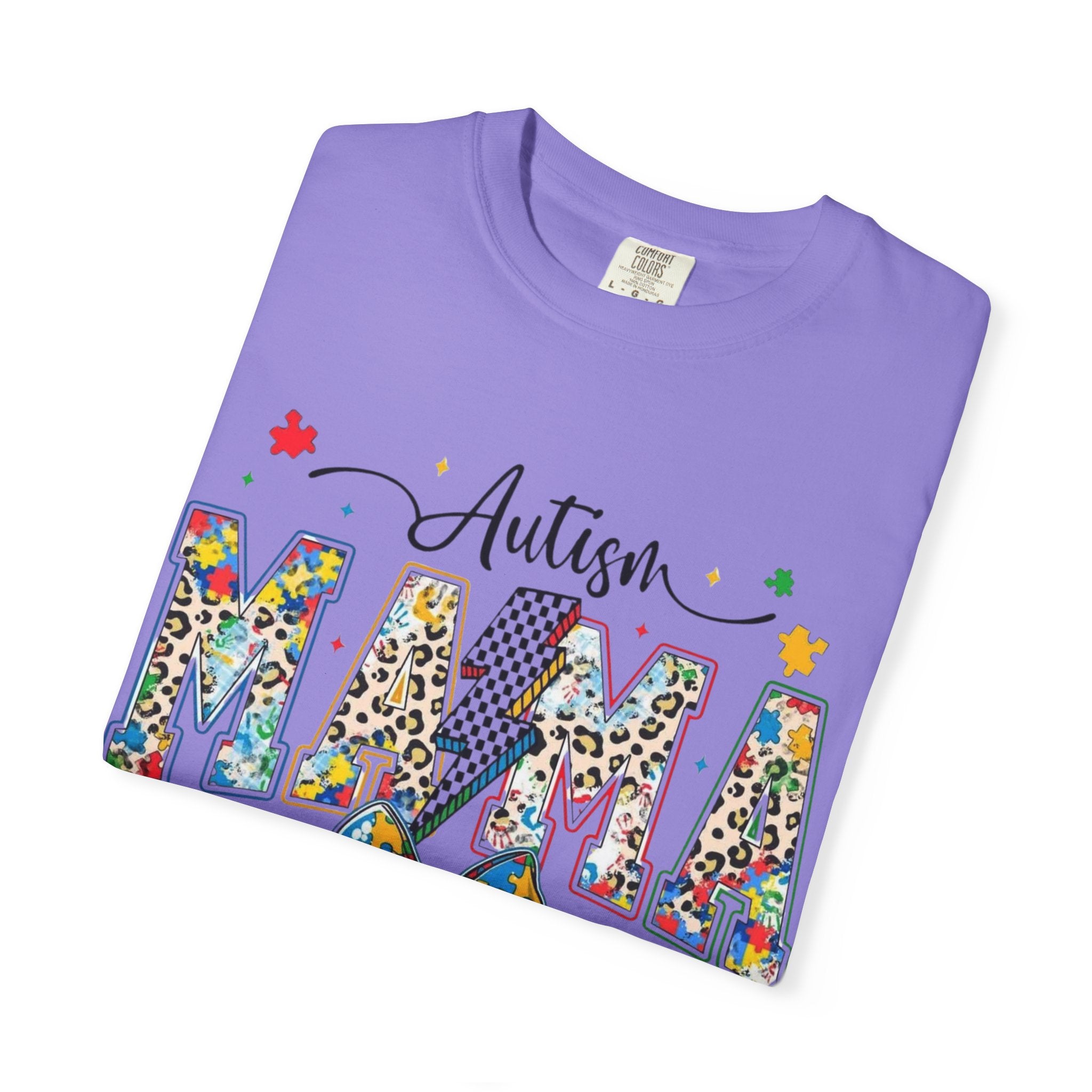 Autism Mama T-Shirt — Colorful Puzzle Ribbon Mom Tee