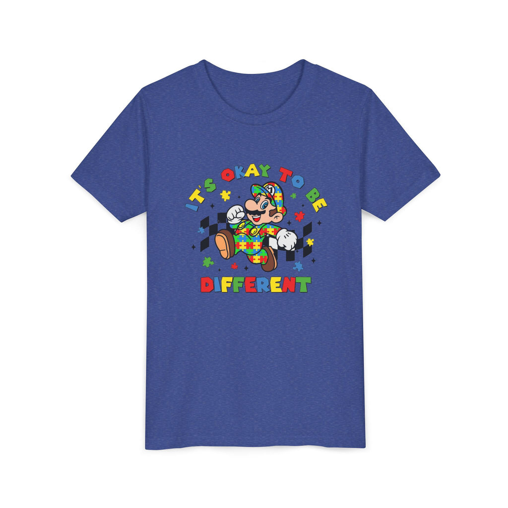 Youth Tee - "It's Okay To Be Different" Rainbow Skate Character Kids T-Shirt